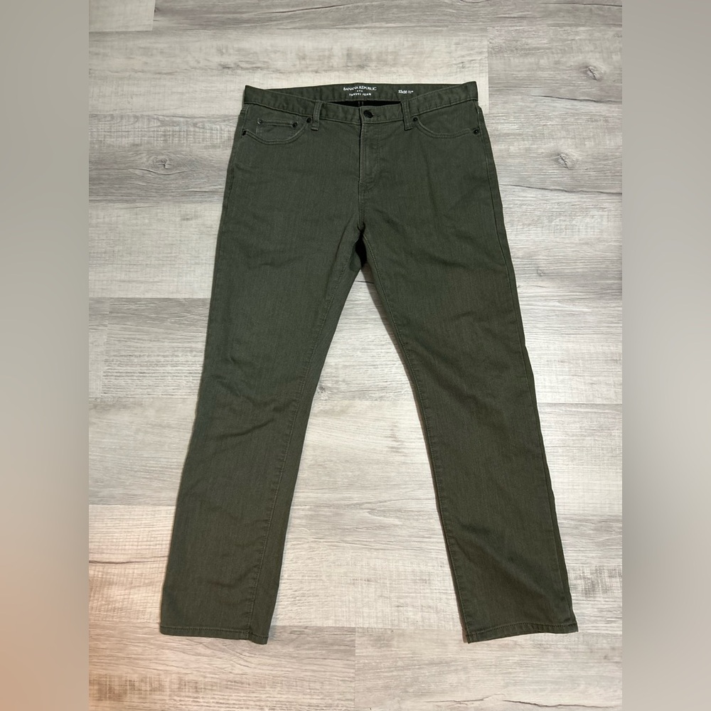 🚀Mens Banana Republic Slim Fit Travel Jean 33x30 - Olive Green